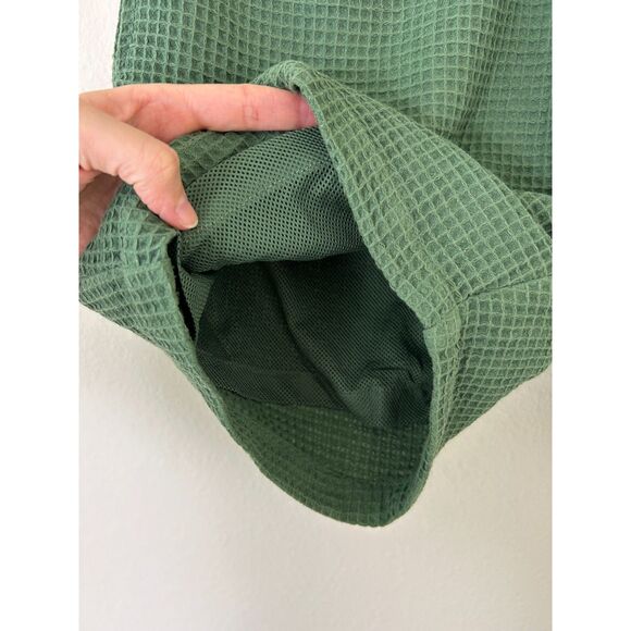 Negative Space Waffle Shorts Mens M Green Drawstring Knit Weave‎ Casual Beach - Picture 6 of 9